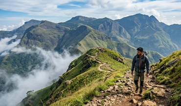Hiker on a mountain trail
